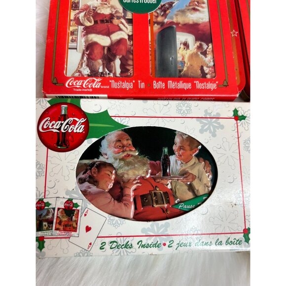 Christmas Santa clause Coca Colaplaying cards Tins- new MISSING one card deck - Picture 2 of 8